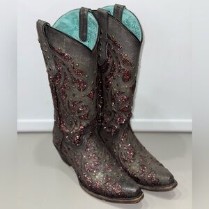 Corral Gray and Pink Heeled Boots